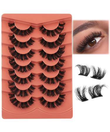Fluffy False Eyelashes D Curl Faux Mink Lashes That Look Like Extensions DIY Cluster Lashes Wispy Pesta as Individual Eye Lash Clusters Natural Wispies Lashes ALPHONSE Mink Fake Eyelashes 7 Pairs Pack Style A - Cluster