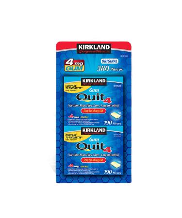 4mg Kirkland Nicotine Polacrilex GUM Original 380 Pieces 4 Mg Stop Somking Aid