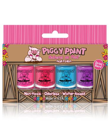 Piggy Paint | 100% Non-Toxic Girls Nail Polish | Safe  Cruelty-free  Vegan  & Low Odor for Kids | Barn Box Set (4 Polish Gift Set)
