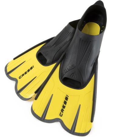 Cressi Adult Short Light Swim Fins with Self-Adjustable Comfortable Full Foot Pocket - Perfect for Traveling - Agua Short: Made in Italy Yellow/Black US Man 11.5/12.5 | US Lady 12.5/13.5 | EU 45/46