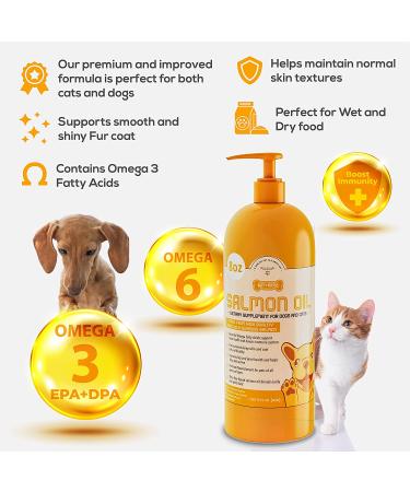 Wild Alaskan Salmon Fish Oil for Dogs & Cats | Joint, Immune & Heart Health Support | Omega 3 + EPA + DHA | Healthy Skin & Coat | 8 oz - Buy Online on GoSupps.com