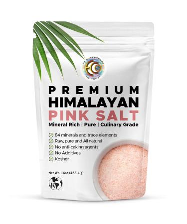 Earth Circle Organics Premium Himalayan Pink Fine Grain Salt, No Anti-Caking Agents, Pure Culinary Grade - Kosher, Nutrient and Mineral Dense, 1 Pound 1 Pound (Pack of 1)