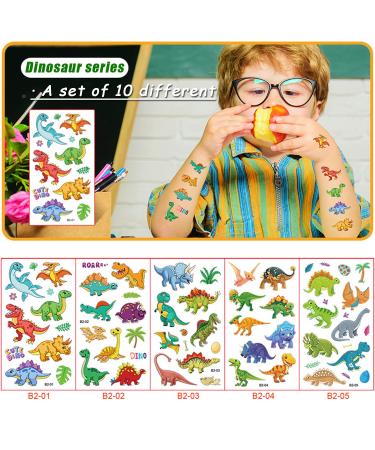 Dinosaur Temporary Tattoos - 120PCS Cute Cartoon Designs for Kids | Waterproof Body Art Stickers for Birthday Party Decor - Buy Online on GoSupps.com