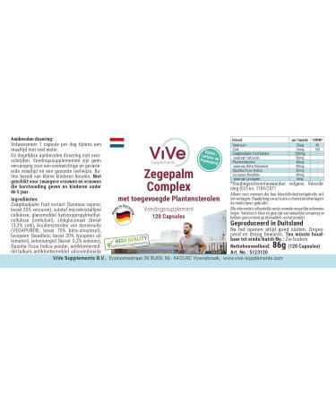 Vive Supplements Saw Palmetto Extract Prostate Capsules - High Dose Vegan Formula with Selenium Zinc Beta Sitosterol & Lycopene - 120 Capsules - Quality from Germany - Buy Online on GoSupps.com