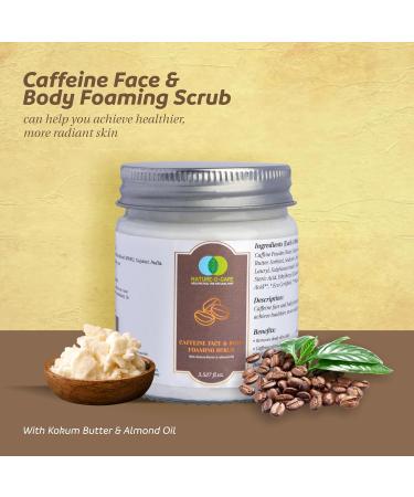 Caffeine Face & Body Foaming Scrub - 100g with Kokum Butter & Almond Oil | Exfoliating Stimulates Blood Flow Removes Dead Skin Cells - Buy Online on GoSupps.com