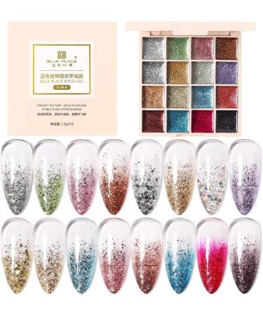 16 Colors Glitter Gel Nail Polish Solid Gel Polish Shiny Black Silver Pink Blue Purple Gel Polish Kit UV LED Soak Off Nail Gel - (Color: 6) - Buy Online on GoSupps.com