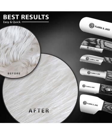 FLAMIA & JABZ Professional Stripping Knife Kit - 6 Piece Set for Dogs & Pets | Wooden Handle, Stainless Steel Blade (Right Handed, Black) - Buy Online on GoSupps.com