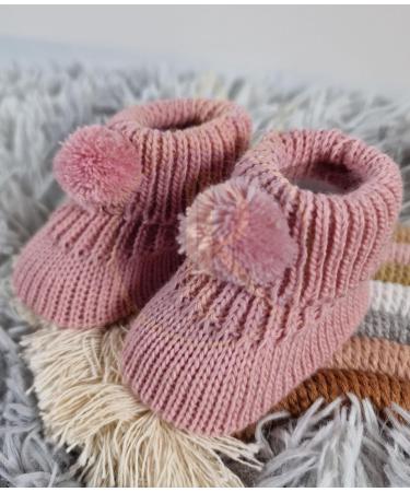 Royal Icon Newborn Baby Booties - 0-3 Months - Pom Pom Bootees for Boys & Girls - Indoor/Outdoor Use - Rose Gold - Buy Online on GoSupps.com