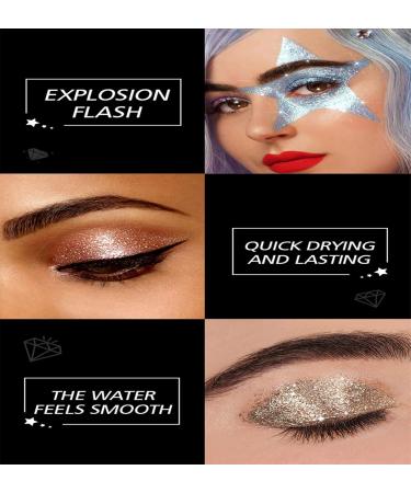 Langmanni 10PCS Liquid Eyeshadow Shimmer Glitter Liquid Eye Shadow Set Waterproof Long Lasting Metals Sparkling Eyes Makeup Liquid Eyeshadow for Party Wedding Festival or Daily Makeup - Buy Online on GoSupps.com