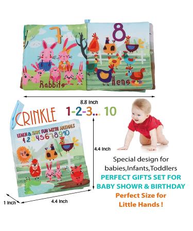 Soft Cloth Crinkle Baby Books Toys | Touch and Feel Books for Infants & Toddlers | 6-pcs Set for 0-2 Years Old | Baby Shower Gifts | Teether Toy & Sensory Soft Toy | Cute Animal Designs - Buy Online on GoSupps.com