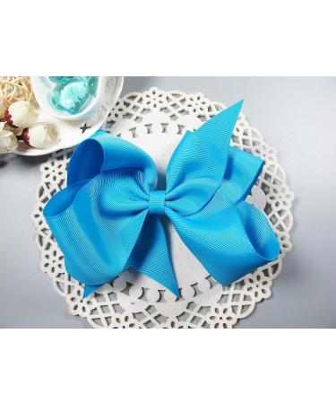 PrettyBoutique 6 Inches Girls Large Grosgrain Hair Bow Alligator Clip (Blue) - Buy Online on GoSupps.com