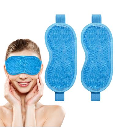 candyfouse 2 Pack Ice Gel Eye Mask Reduce Dark Circles Reusable Cold Hot Gel Eye Mask Plush Fabric Comfortable and Soft Suitable for Women Eye SPA Ice Eye Mask for Stress Relief Beauty Care (Blue) 2PCS