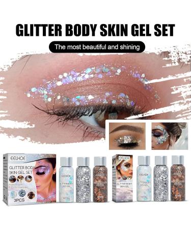 Eye Sequin - Sequin Gel Set with 5 Colors | Makeup Sequin Eyeshadow Liquid Stage Makeup Face Body Set Body Gel for Girls Women Ladies Frifer Suit - Buy Online on GoSupps.com