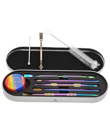 Vitakiwi Wax Carving Rainbow Tool Set with 5ml Silicone Container and Metal Carrying Case