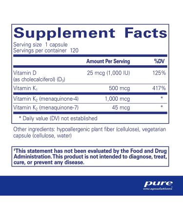 Pure Encapsulations Synergy K - Bone & Arterial Health Support - 120 Capsules - Buy Online on GoSupps.com