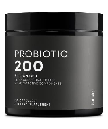 Toniiq 200 Billion CFU Probiotic Supplement 30 Verified Third-Party Tested Strains - Fully Shelf-Stable Probiotics Formula with Prebiotic Blend - Extended Release Capsules 60 Count (Pack of 1)
