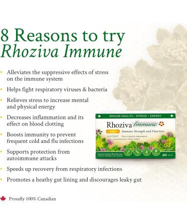 Rhoziva Immune. Immune System Booster Supplement Stress & Energy Support. Rhodiola Rosea Reishi Mushroom Extract Astragalus Prunella + Vitamins & Minerals. 60 Vegetarian Capsules. - Buy Online on GoSupps.com