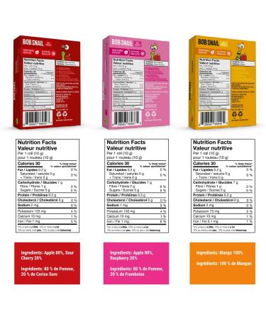 Bob Snail Healthy Snacks Sweet & Sour Family Pack - Fruit Rolls with Mango Raspberry & Cherry Candy box Fruit Snacks All Natural Healthy Snacks for kids No Added Sugar 80 pcs Pack / 800 gram candy bulk Mango Raspberry Cherry - Buy Online on GoSupps.com