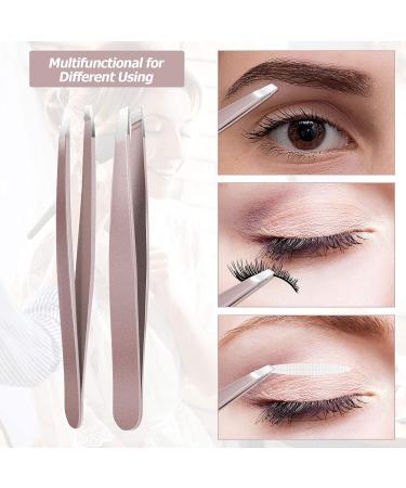 12-Pack Rose Gold Eyebrow Tweezers - Precision Stainless Steel Slant Tip for Men & Women - Buy Online on GoSupps.com