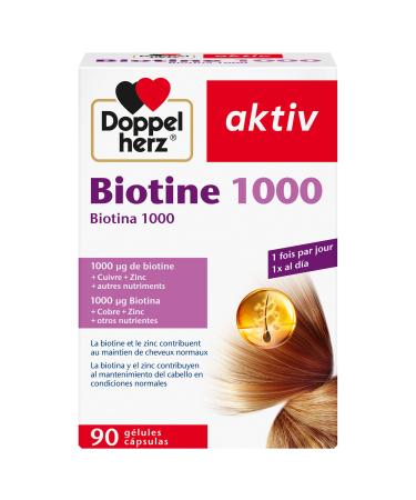 Doppelherz Biotin 1000 - biotin and zinc contribute to the maintenance of normal hair - 90 capsules