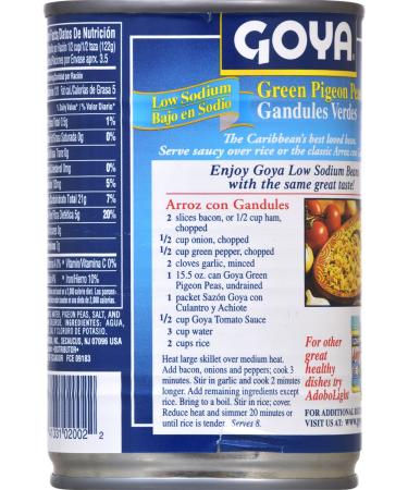 Goya Foods Low Sodium Green Pigeon Peas 15 oz - Buy Online for Healthy Cooking! - Buy Online on GoSupps.com