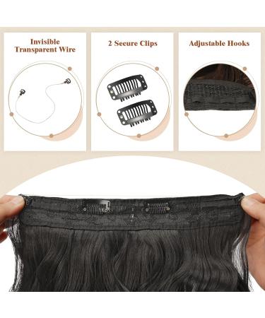 Invisible Hair Extensions - Feshfen Adjustable Darkest Brown Curly Hair with Wire - 45cm Secrets for Women - Buy Online on GoSupps.com