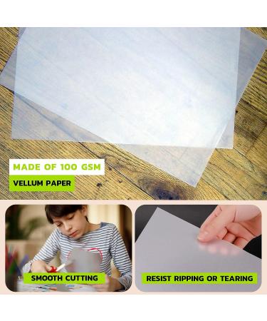 Vellum Paper 8.5 x 11 Translucent Printable - Pack of 50 - Tracing Paper for Drawing 100 GSM Printable Vellum Paper for Invitations - Transparent Paper for Envelopes  Sketching  Wedding Cards White - Buy Online on GoSupps.com