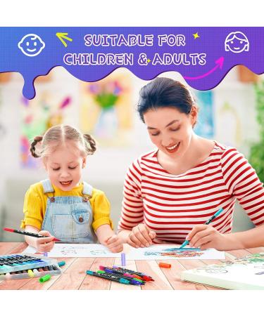 40 Colors Dual Tip Brush Pen Set for Kids and Adults - Fine Point Markers for Coloring, Lettering, Drawing, and Journaling - Buy Online on GoSupps.com
