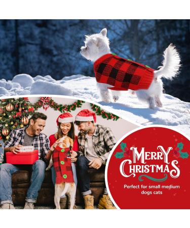 ABRRO Christmas Dog Sweater | Warm XL Red-Black Caro Sweater for Small & Medium Dogs | Cozy Holiday Pet Apparel - Buy Online on GoSupps.com