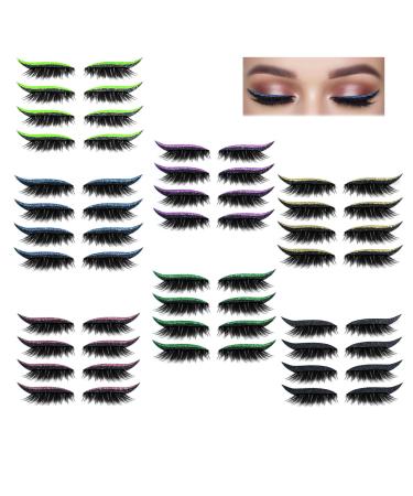 Reusable Eyeliner And Eyelash Stickers 2 in 1 2 IN 1 Fake Eyelashes Eyeliner Stickers Reusable Fake Eyelash Makeup Glitter Eyeliner Stickers (28 pairs-B)