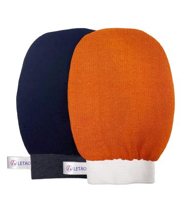 LETAO 2 pieces exfoliating gloves peeling gloves hamam gloves for body scrub and peeling