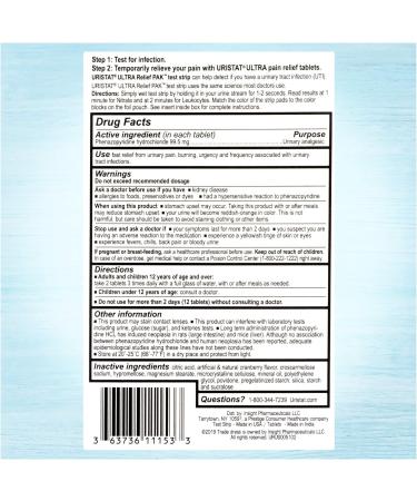 Uristat Ultra UTI Relief Pak Test for UTI, Urinary Pain Relief - 1 Test Strip & 12 Tablets - Buy Online on GoSupps.com