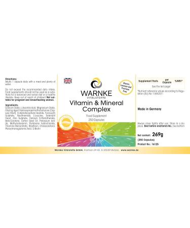 Vitamin A-Z Multivitamin Capsules - High-Dose Vegan Formula with 18 Essential Vitamins & Minerals - 250 Capsules - Warnke Vital Substances - German Pharmacy Quality - Buy Online on GoSupps.com