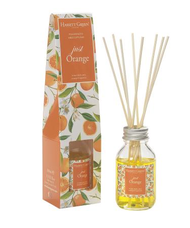 Just Orange Fragrance Reed Diffuser 100ml - Long Lasting Home Indoor Fragrance - with 8 Rattan Reeds