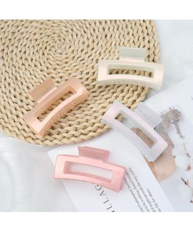 B.PHNE Medium Claw Clips 4 Pack - Non-slip Pink Hair Clips for Women & Girls - Pearlescent Square Design - Size 3.5 - Ideal for Thick & Thin Hair - Color B - Buy Online on GoSupps.com