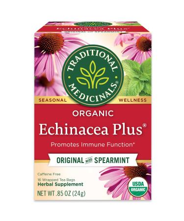 Traditional Medicinals Seasonal Teas Organic Echinacea Plus Naturally Caffeine Free 16 Wrapped Tea Bags .85 oz (24 g)