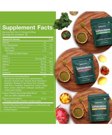 Paleovalley Organic Supergreens Powder - 23 Superfoods with Prebiotic Fiber for Energy and Immunity Support - No Cereal Grasses for Maximum Absorption - Tropical, 30 Servings Tropical 7.84 Ounce (Pack of 1) - Buy Online on GoSupps.com