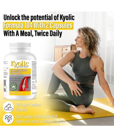 Kyolic - Cholesterol Control with Lecithin 90 Capsules - Kyolic Cholesterol Formula 104 - Cholesterol Lowering Supplement - Kyolic Aged Garlic Extract Capsules - Heart Health & Immune System Support 90 count (Pack of 1) - Buy Online on GoSupps.com