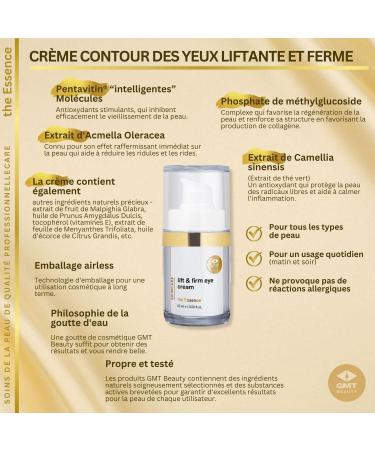 GMT Beauty Lift and Firm Eye Cream - Eye Contour Cream - Anti Eye Bags - Anti Wrinkle Eye Contour - Eye Contour Creams for Men and Women - Buy Online on GoSupps.com
