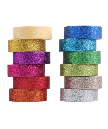 DIY Glitter Washi Tape Set - 12 Rolls Colored Masking Tape, Sparkle Decorative Tape for Art, Scrapbook Tape,Decor & Crafts (Dark) - Buy Online on GoSupps.com