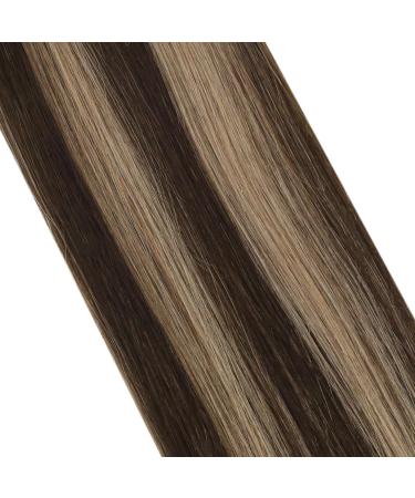 Moresoo 12 Inch Balayage Tape in Human Hair Extensions - Natural Black Ombre to Dark Brown with Dark Blonde Highlights - 20 Pieces/30g #1B/4/14 - Buy Online on GoSupps.com