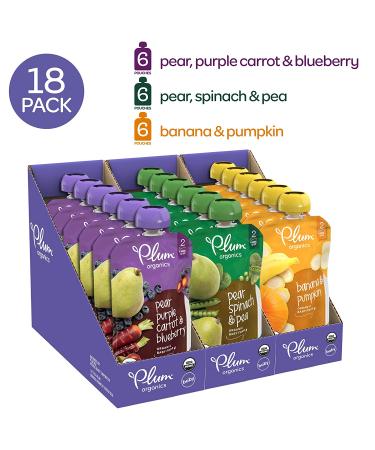 Plum Organics Stage 2 Baby Food Pouches - Fruit & Veggie Variety Pack, 3.5 oz, 18 Pack - Organic & Fresh for Babies & Toddlers - Buy Online on GoSupps.com