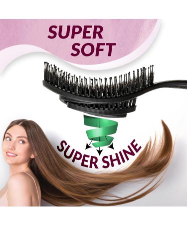 Marqus Bio Hairbrush - Wild Boar Bristles Spiral Spring | Shine & Volume for All Hair Types - Anti-Tangle Black - Buy Online on GoSupps.com