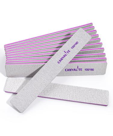 Canvalite 10stk nail files for gelail professional nail files 100/180 files for gelails nail buffer block double -sided nail file professional washable and reusable (square 100/180)
