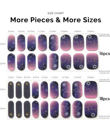 NAILOG Semi Cured Gel Nail Strips 34 pcs Salon-Quality Gel Nail Stickers Long Lasting Nail Wraps for Women with Soft Gel Finish Constellation - Buy Online on GoSupps.com