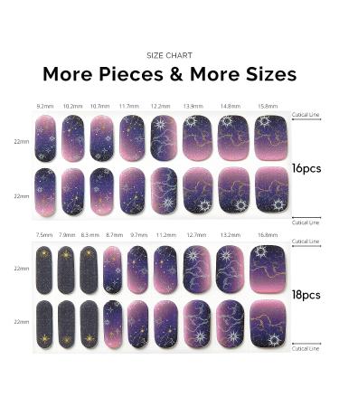 Nailog Semi Cured Gel Nail Strips - 34 Pcs Gel Nail Stickers | Buy 2 Get 1 UV Lamp | Long Lasting & Glossy Finish | Gradient Color Constellation - Buy Online on GoSupps.com