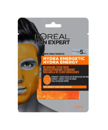 L'Or al Men Expert Hydra Energy Moisturizing Tuchmask for men revitalized cared for and cleaned.