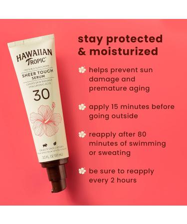 Hawaiian Tropic Sheer Touch Body Serum SPF 30 - Hydrating Hyaluronic Acid Sunscreen | Travel Size - 3.3 oz - Buy Online on GoSupps.com