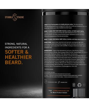  Stubble & Stache Beard & Face Moisturizer for Men | Hyaluronic Acid Niacinamide Argan Oil Lotion for Dry Skin & Beard Care - 3.4 fl oz  - Buy Online on GoSupps.com