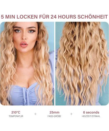 Buy 25mm 3-Barrel Ceramic Curling Iron for Long Hair - Fast Warming Beach Waves - Light Pink - Buy Online on GoSupps.com